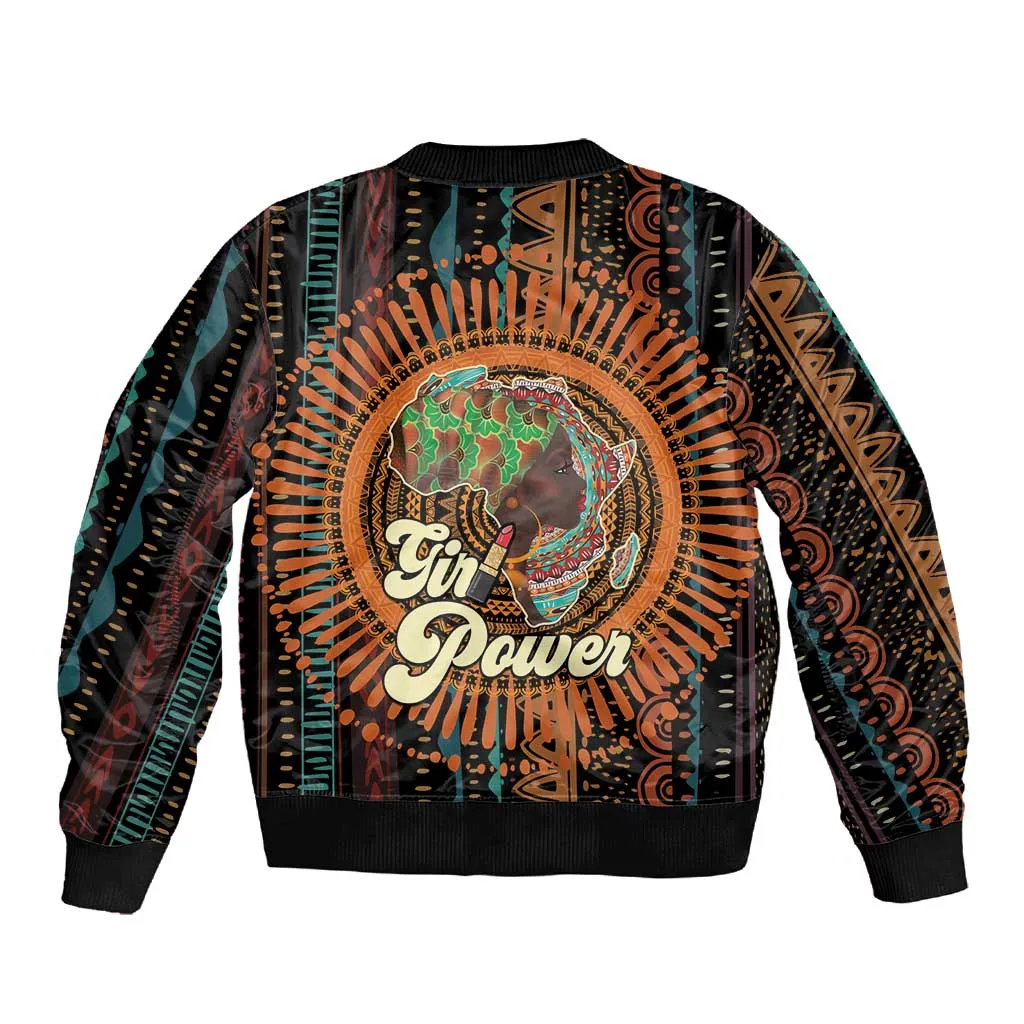 Happy International Women's Day Sleeve Zip Bomber Jacket Black Girl Power LT15