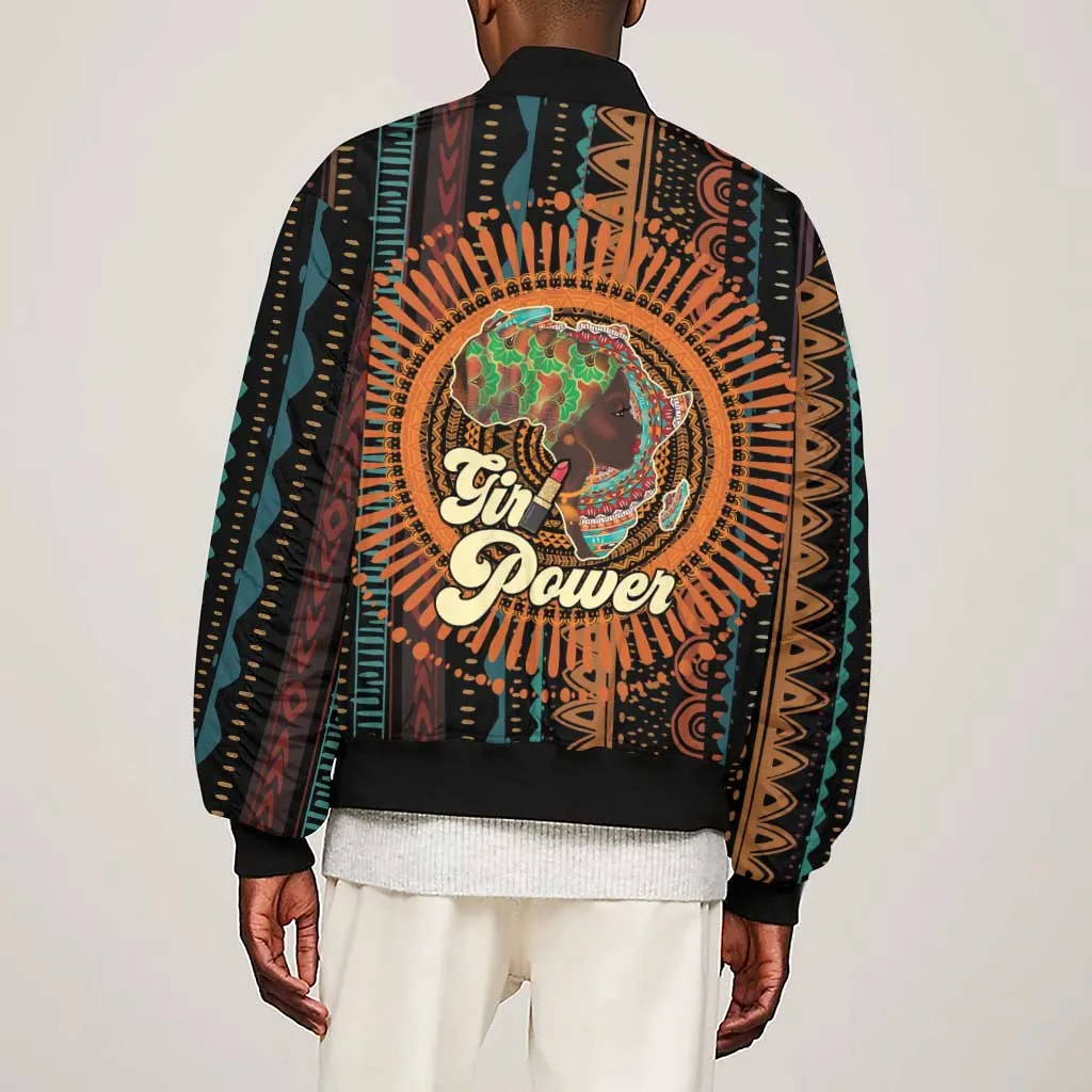 Happy International Women's Day Sleeve Zip Bomber Jacket Black Girl Power LT15
