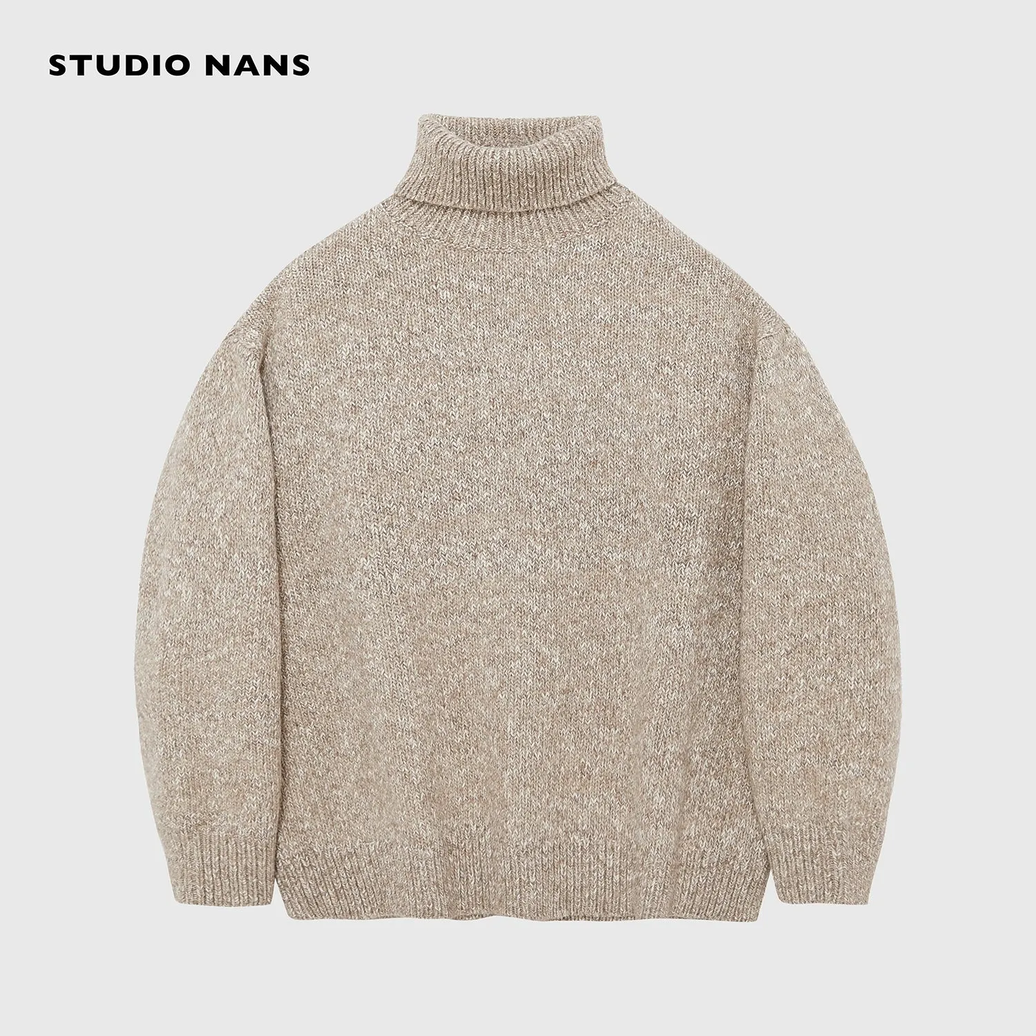 High Collar Textured Knit Sweater