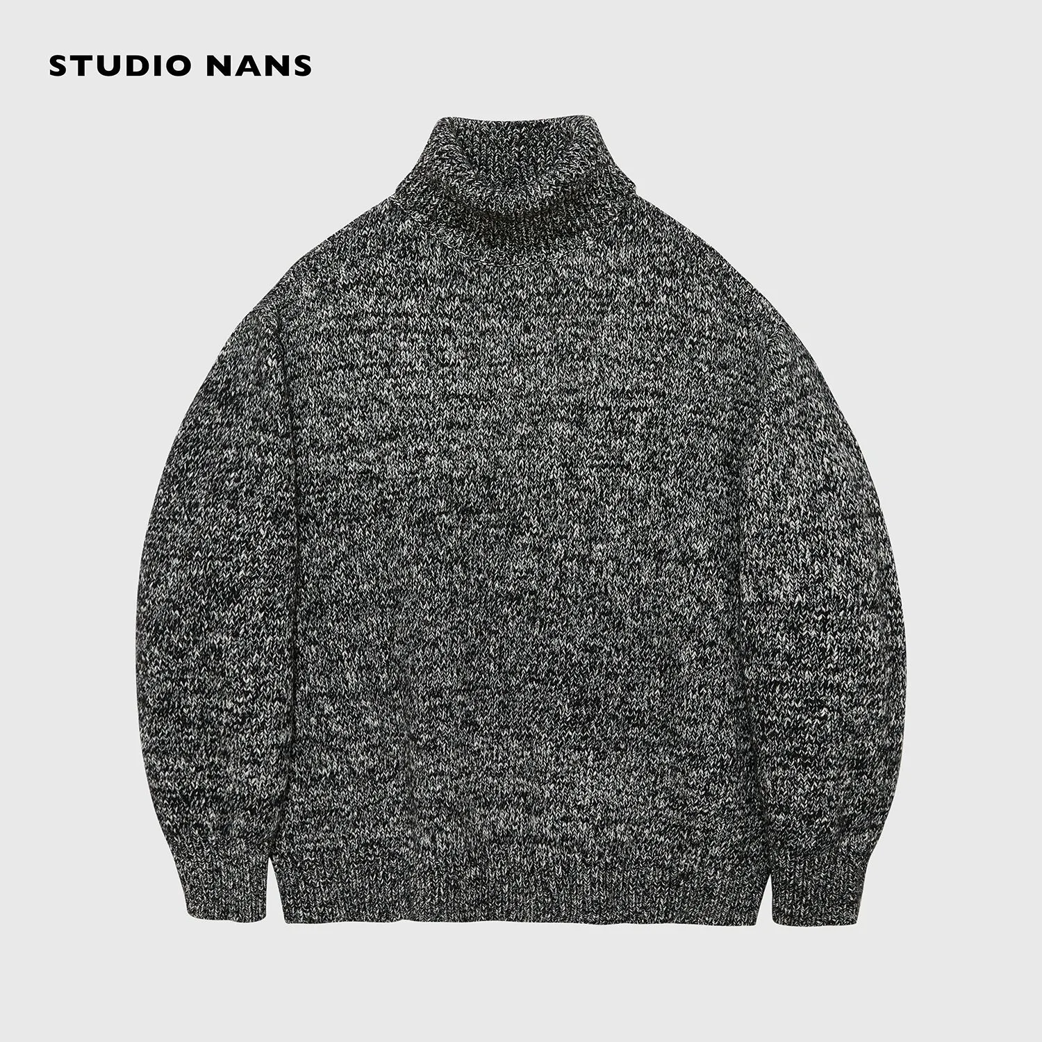 High Collar Textured Knit Sweater