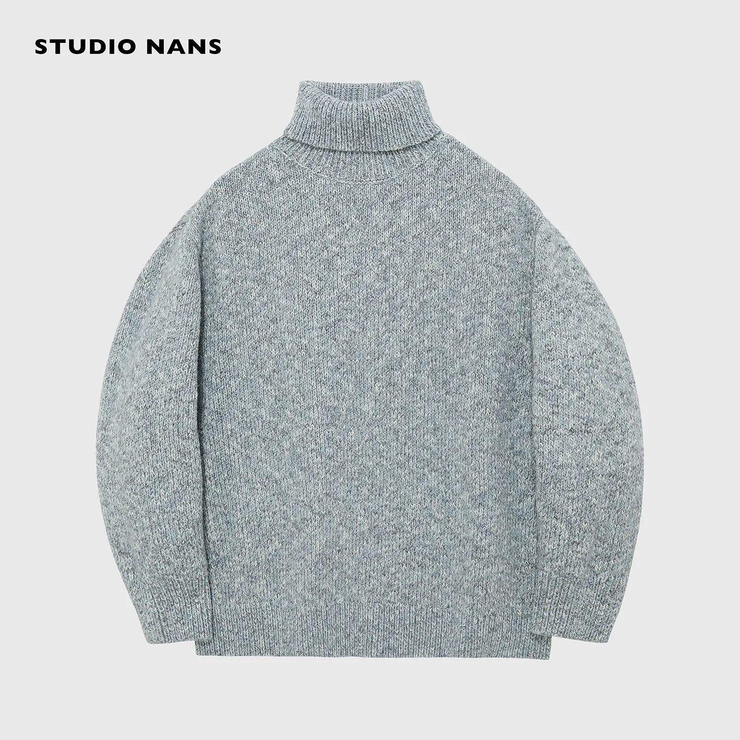 High Collar Textured Knit Sweater
