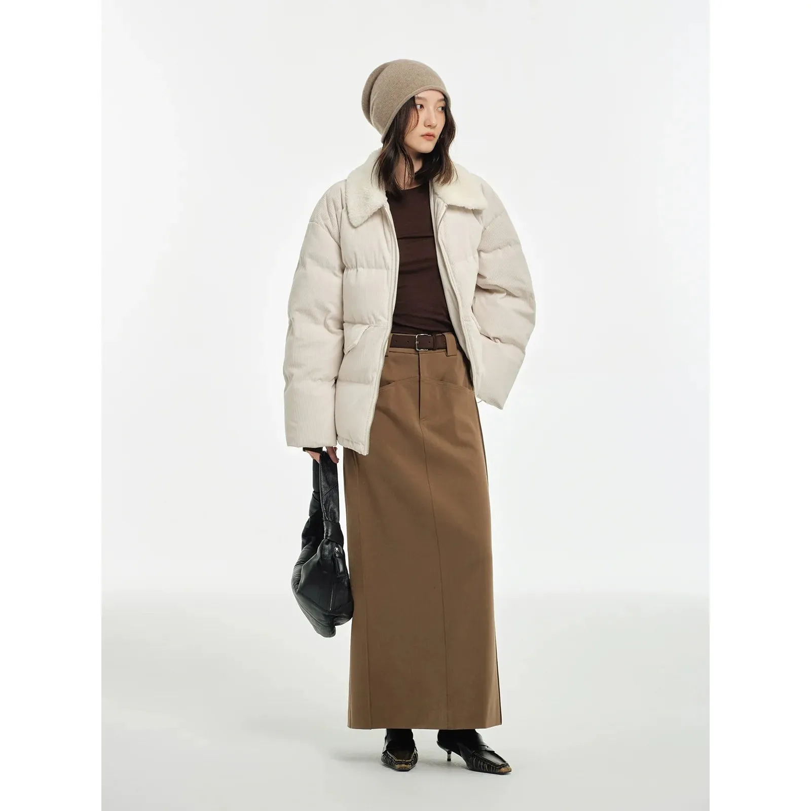 High-Waisted Brown Skirt