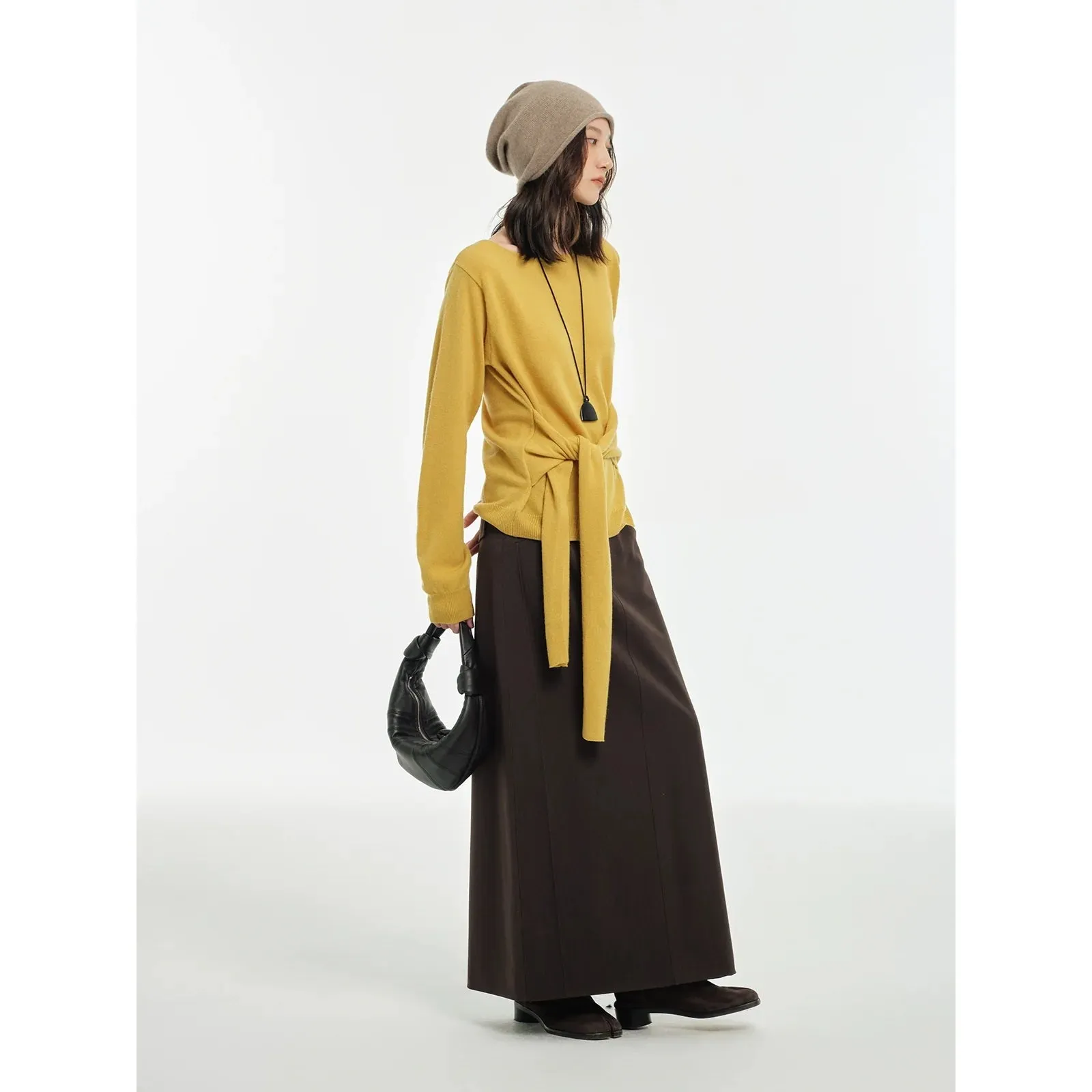 High-Waisted Brown Skirt