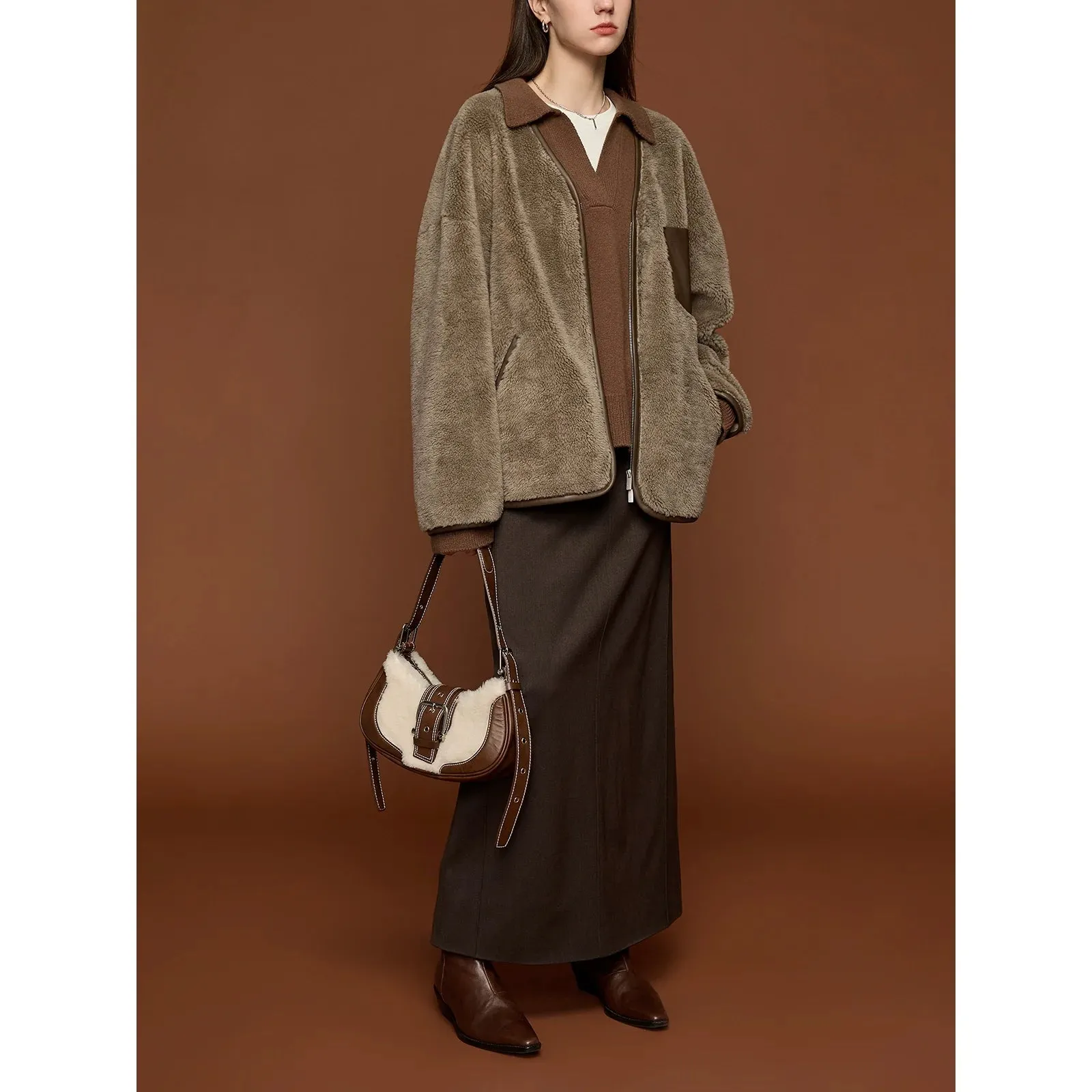 High-Waisted Brown Skirt