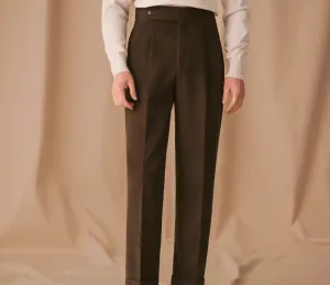 High-Waisted Pleated Wool Trousers