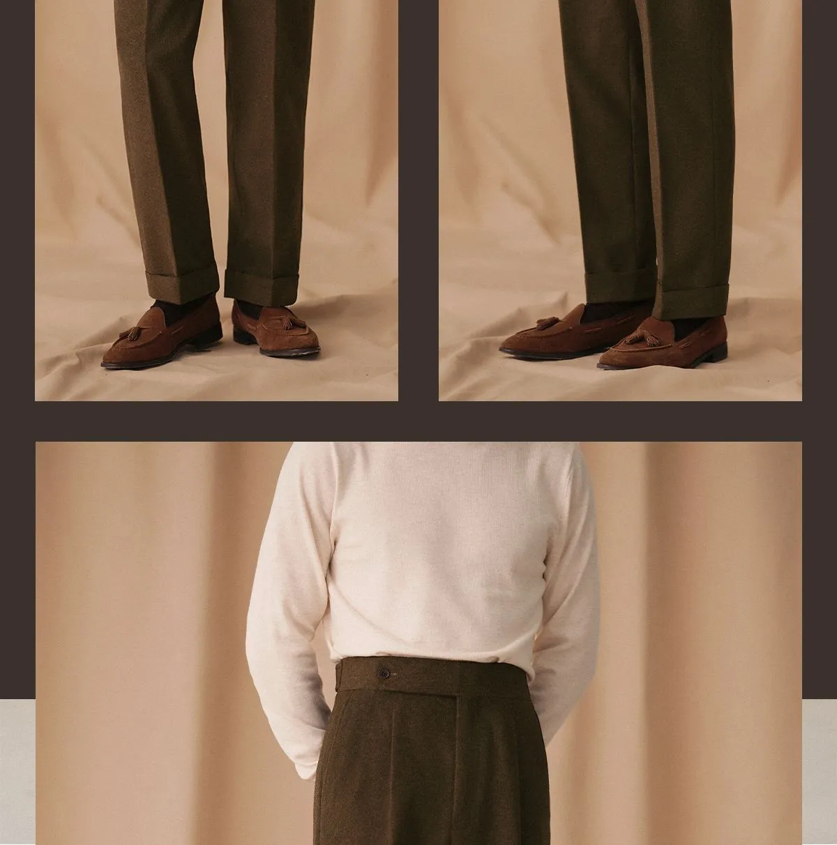 High-Waisted Pleated Wool Trousers