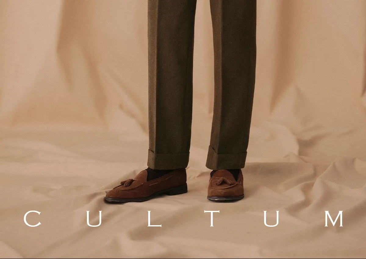 High-Waisted Pleated Wool Trousers