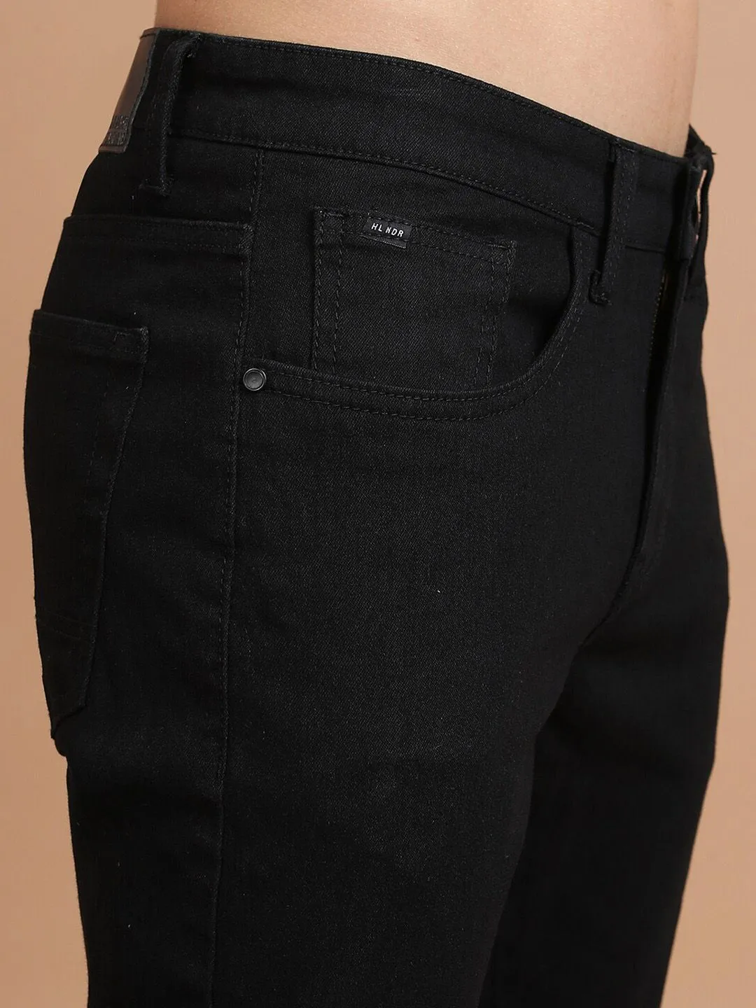 HIGHLANDER Men Black Slim Fit Mid-Rise Clean Look Stretchable Jeans
