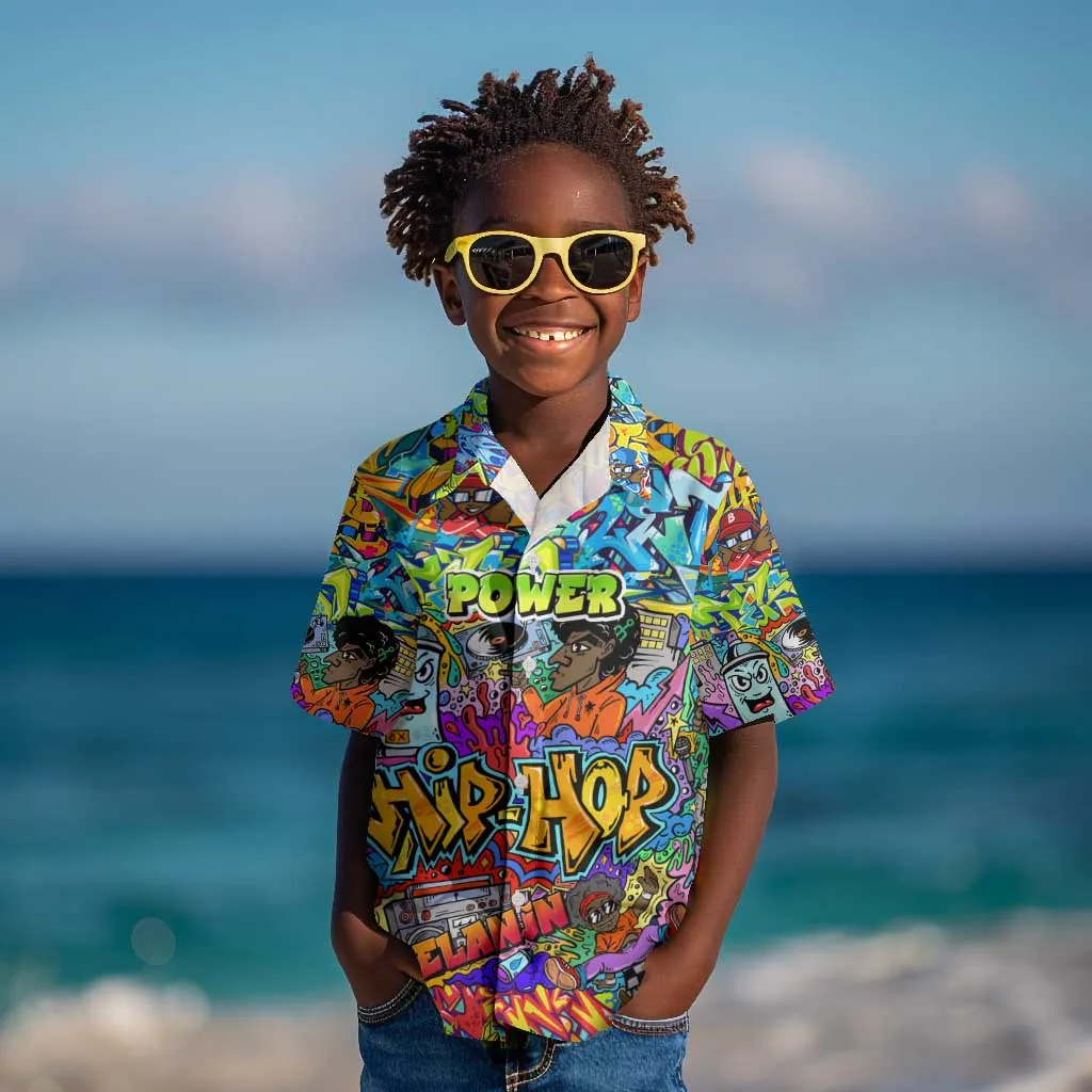 Hip Hop Graffiti Art Kid Hawaiian Shirt Black Power DT02