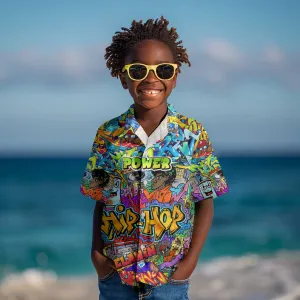 Hip Hop Graffiti Art Kid Hawaiian Shirt Black Power DT02