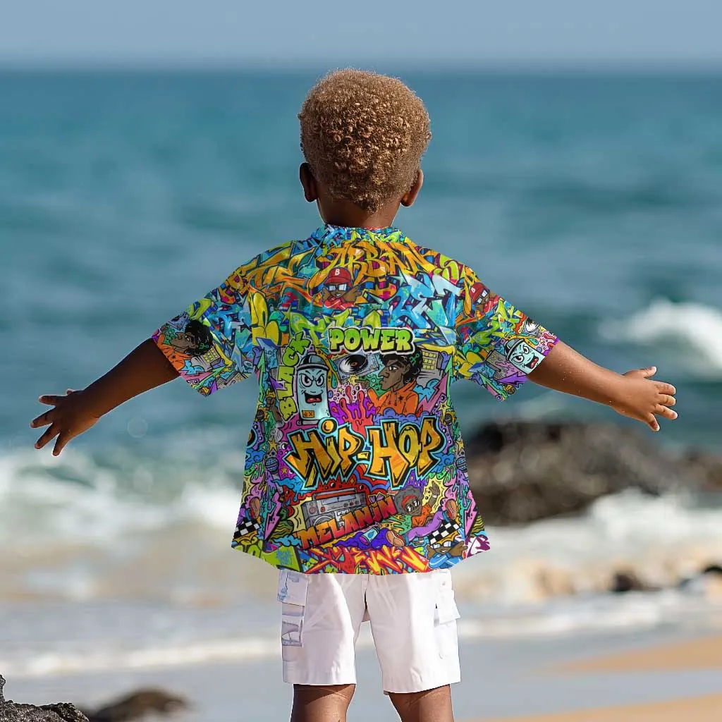 Hip Hop Graffiti Art Kid Hawaiian Shirt Black Power DT02
