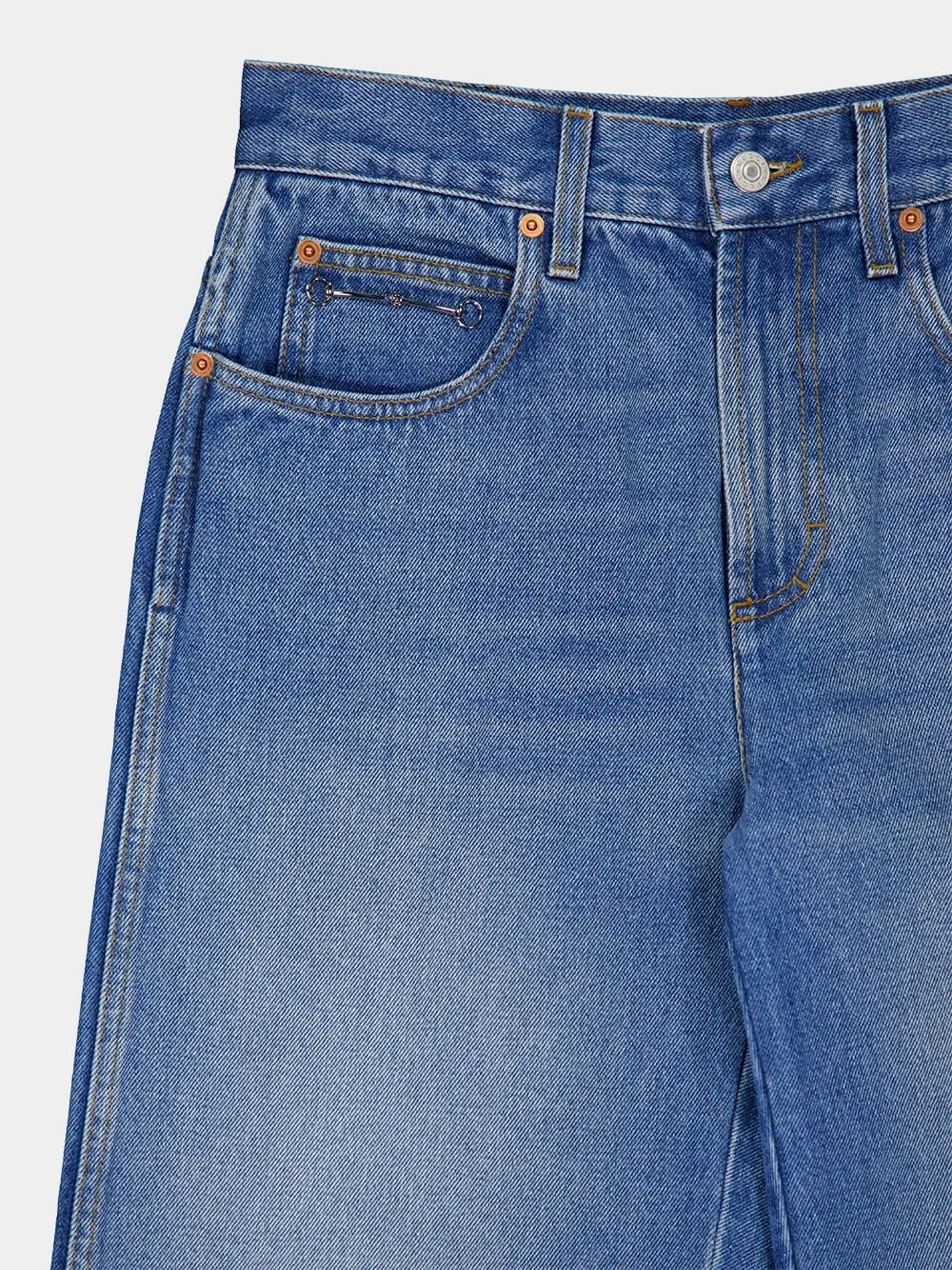 Horsebit-Detail Wide-Leg Jeans