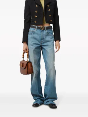 Horsebit-Detail Wide-Leg Jeans