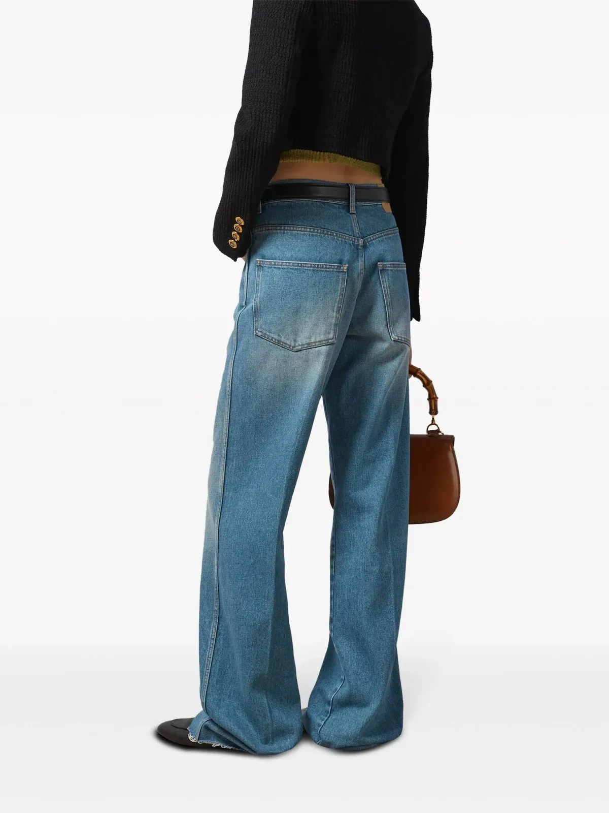 Horsebit-Detail Wide-Leg Jeans