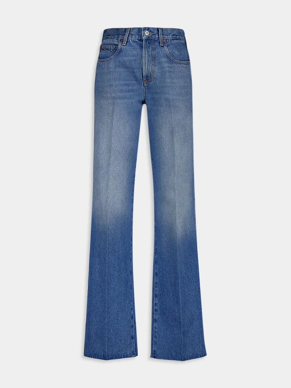 Horsebit-Detail Wide-Leg Jeans