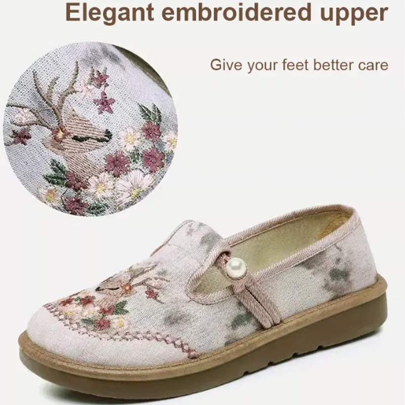 🔥Hot Sale ⏳Women's Flat Slip-On Embroidered Shoes