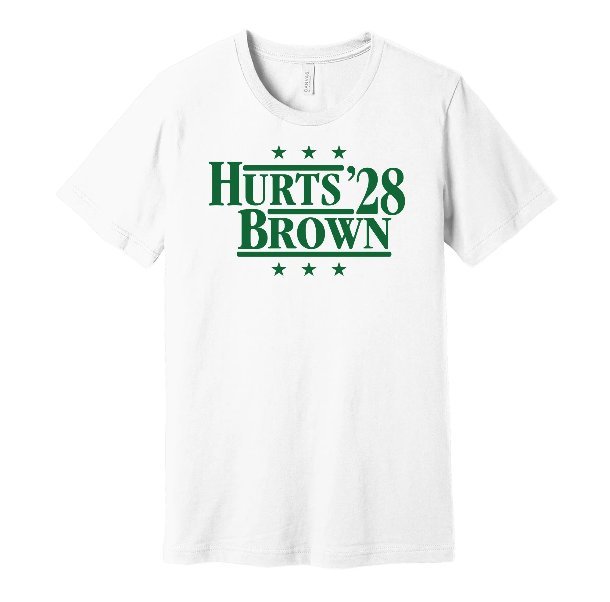 Hurts & Brown '28 - Philadelphia Football Legends Political Campaign Parody T-Shirt - Hyper Than Hype Shirts