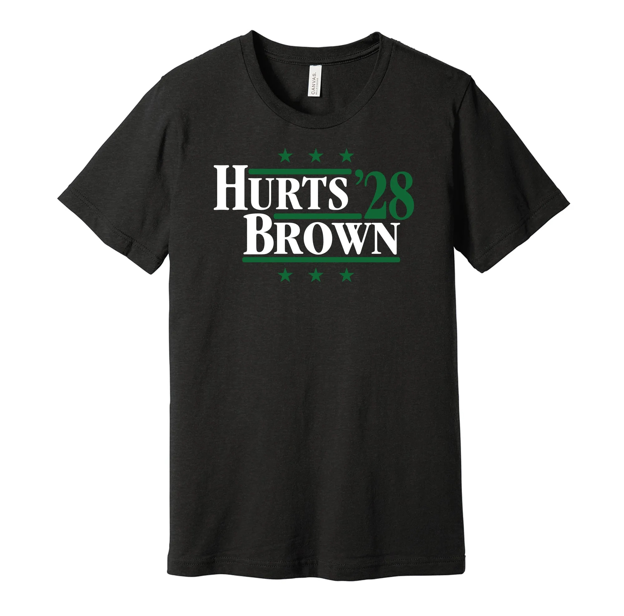 Hurts & Brown '28 - Philadelphia Football Legends Political Campaign Parody T-Shirt - Hyper Than Hype Shirts