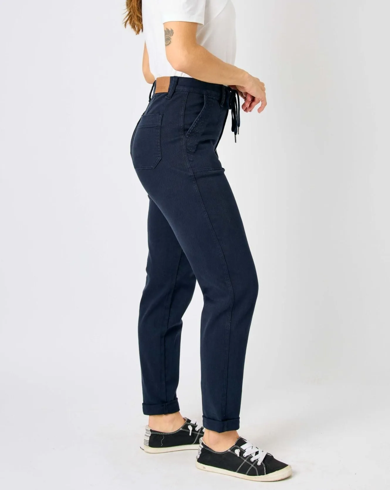 HW NAVY CUFFED JOGGER JEANS BY JUDY BLUE