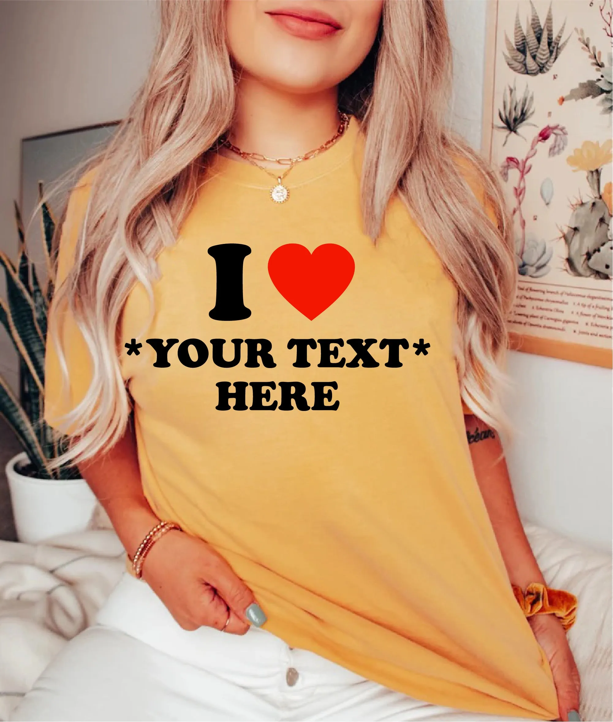 I ❤️ Custom Text Shirt, Personalized Gift For Her, I LOVE Valentines Shirt, Retro Graphic Stylish Outfit, Summer Gifts for Boyfriend