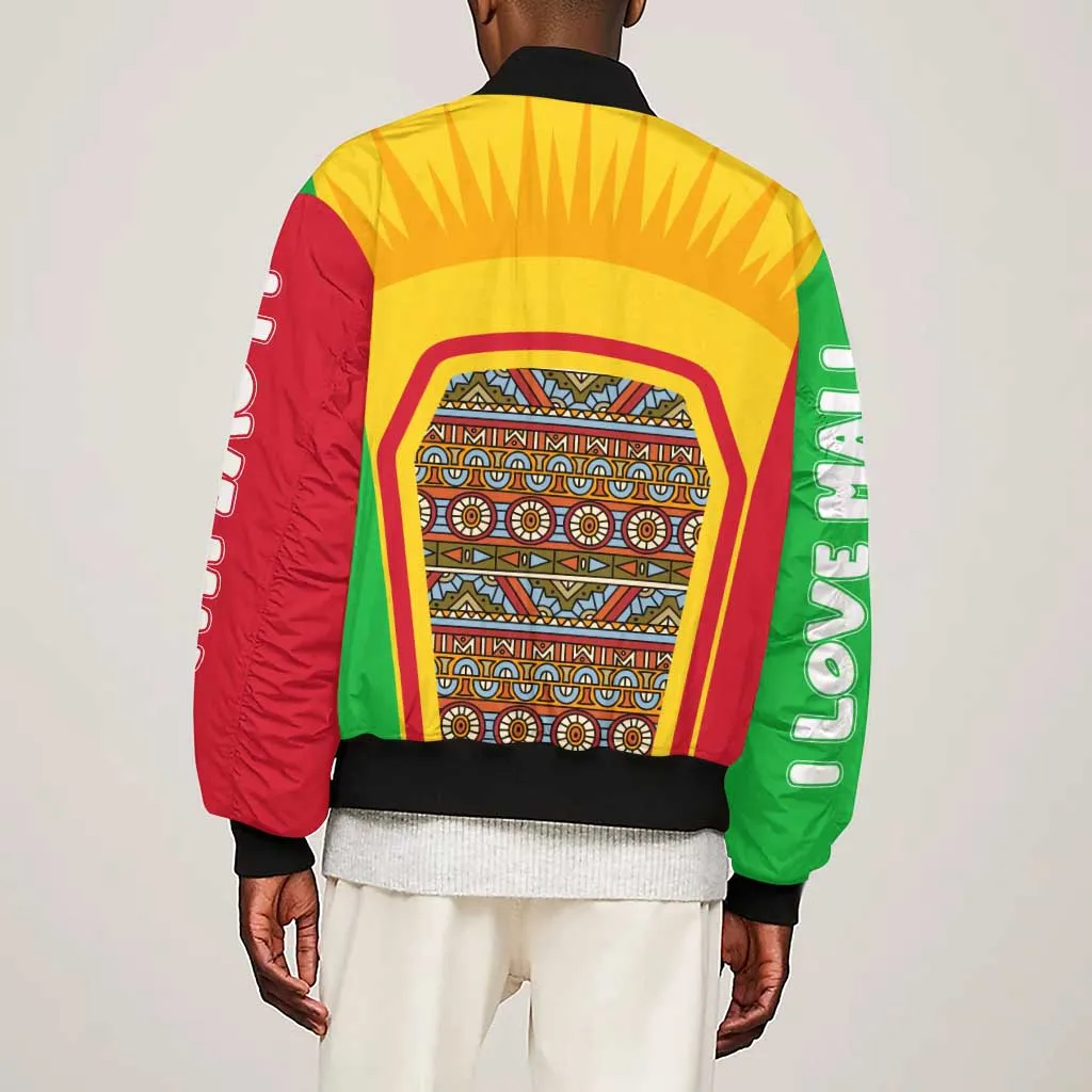 I Love Mali Sleeve Zip Bomber Jacket Famous Tourist Destinations TS04