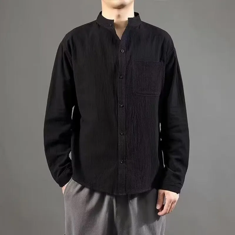 INSTOCK- Linen shirt men's long-sleeved autumn versatile Chinese