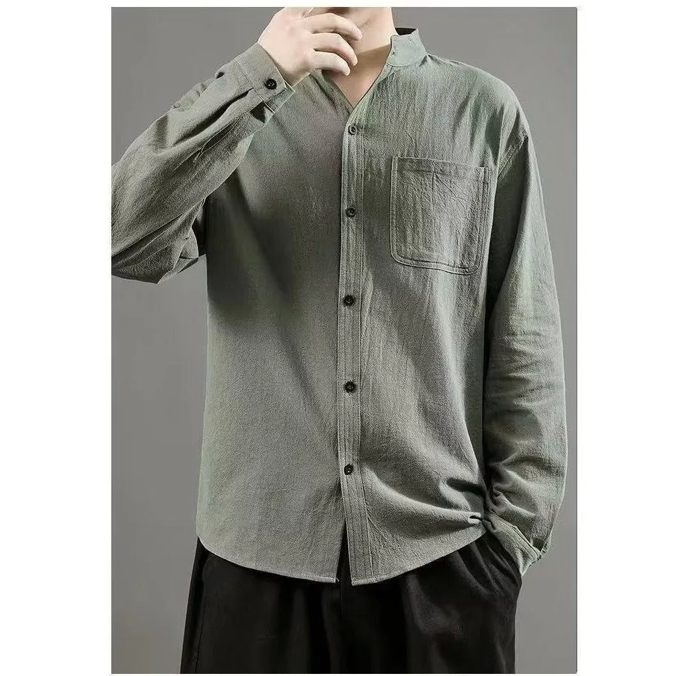 INSTOCK- Linen shirt men's long-sleeved autumn versatile Chinese