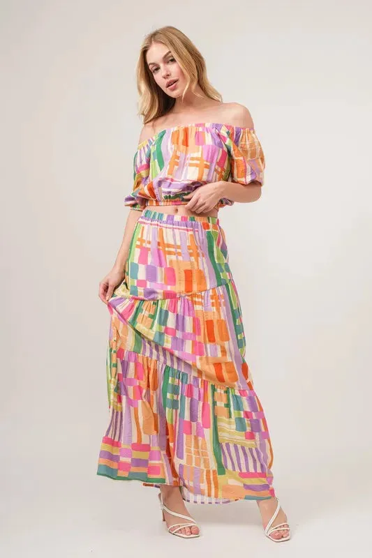 It's Geometric Tiered Maxi Skirt
