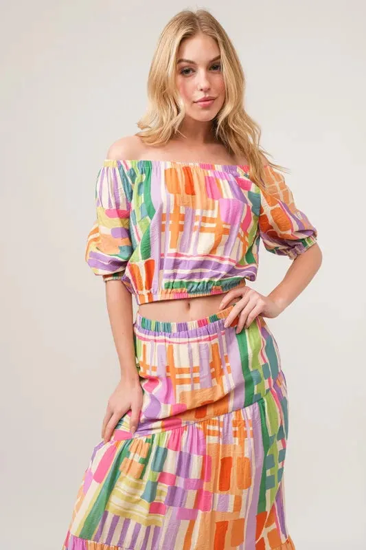 It's Geometric Tiered Maxi Skirt