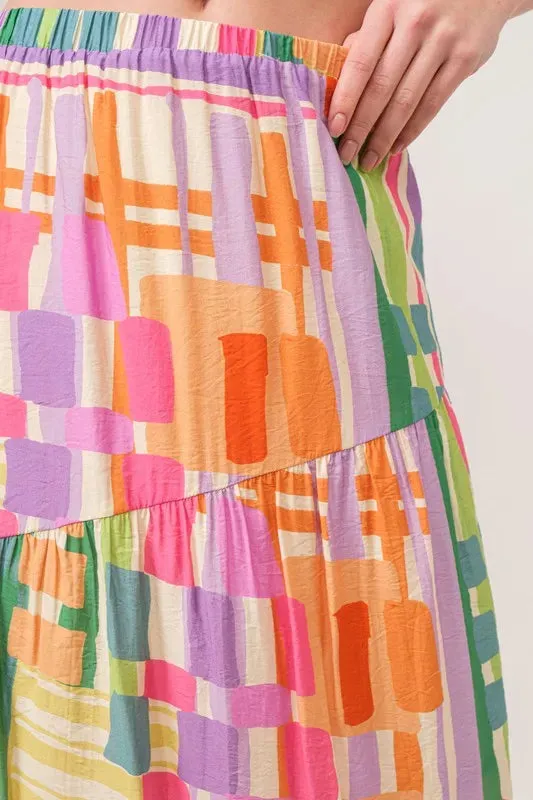 It's Geometric Tiered Maxi Skirt
