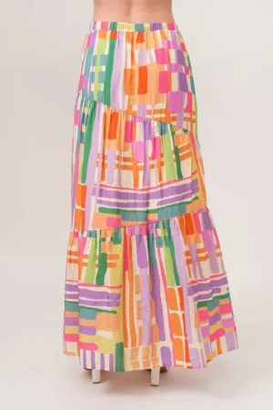It's Geometric Tiered Maxi Skirt