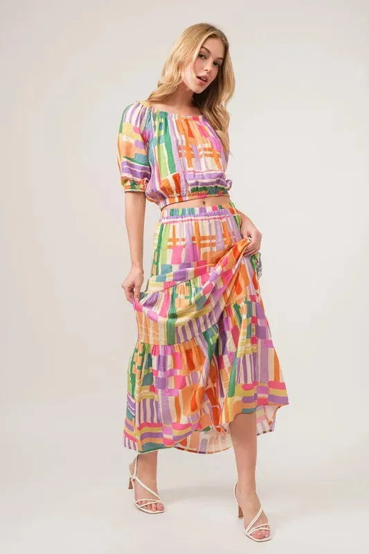It's Geometric Tiered Maxi Skirt