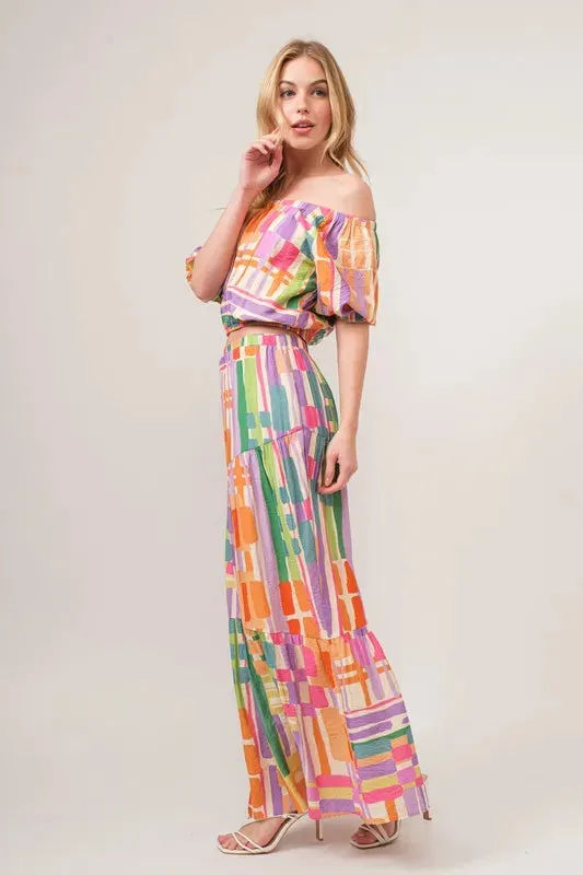 It's Geometric Tiered Maxi Skirt
