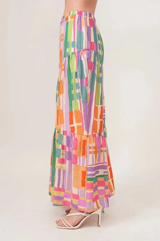 It's Geometric Tiered Maxi Skirt