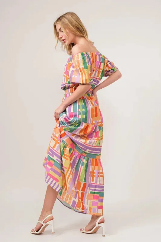 It's Geometric Tiered Maxi Skirt