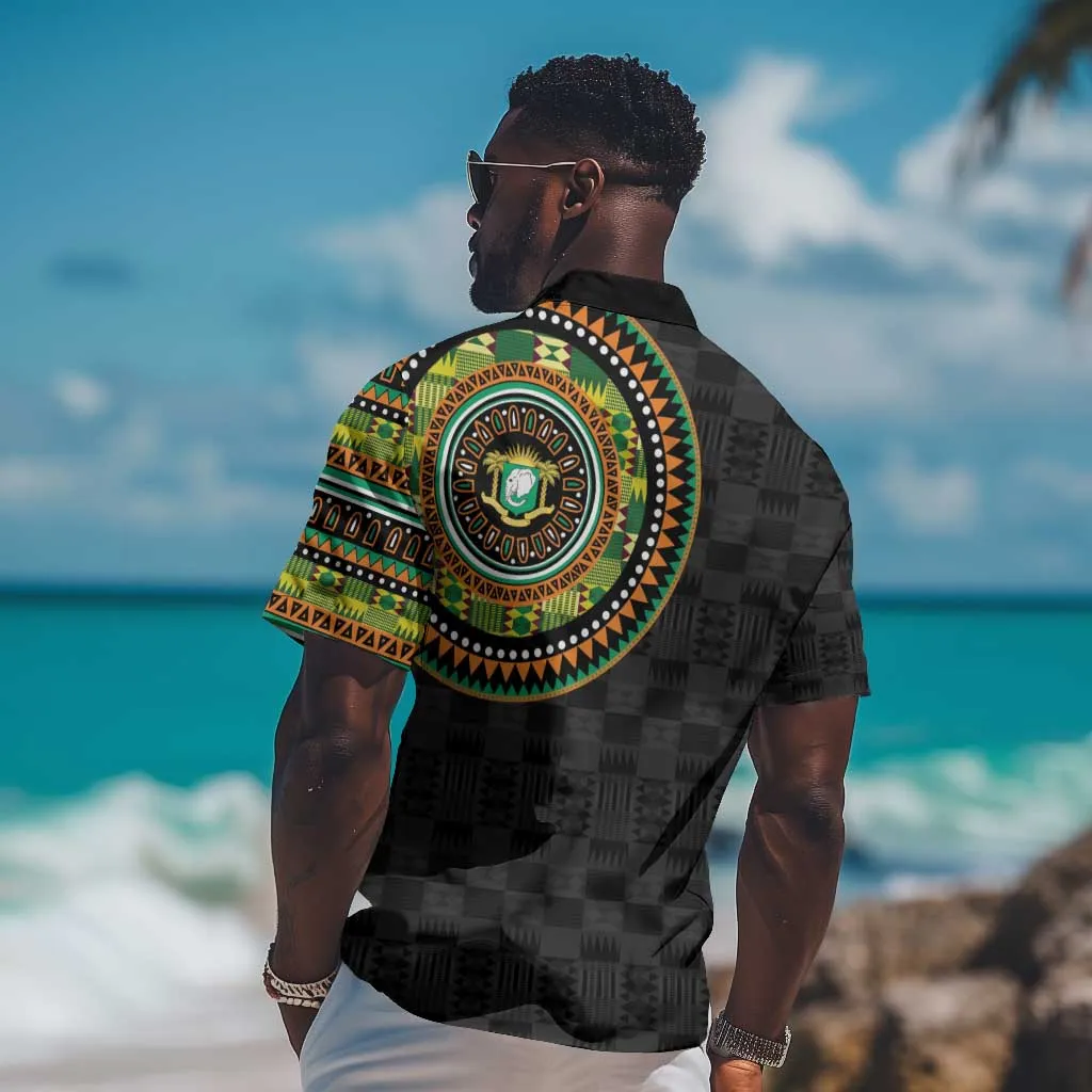 Ivory Coast African Tribal Pattern Hawaiian Shirt Chest Arm Tattoo LT15