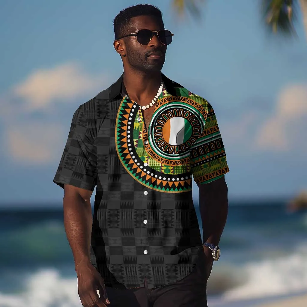 Ivory Coast African Tribal Pattern Hawaiian Shirt Chest Arm Tattoo LT15