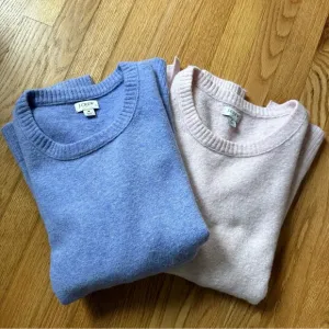 J. Crew Bundle of 2 Purple and Pink Crewneck Sweaters in Extra Soft Yarn Size M