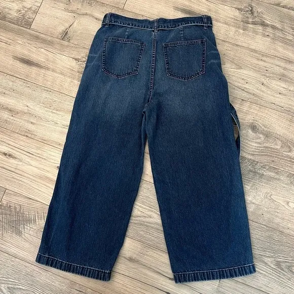 J. Crew Rayner Cropped Wide Leg Denim Jeans with Removable Tie Belt- Size 31