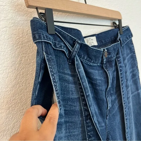 J. Crew Rayner Cropped Wide Leg Denim Jeans with Removable Tie Belt- Size 31