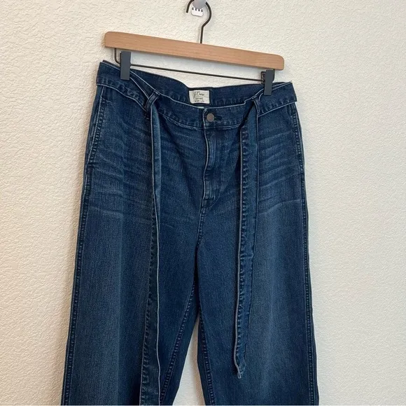 J. Crew Rayner Cropped Wide Leg Denim Jeans with Removable Tie Belt- Size 31