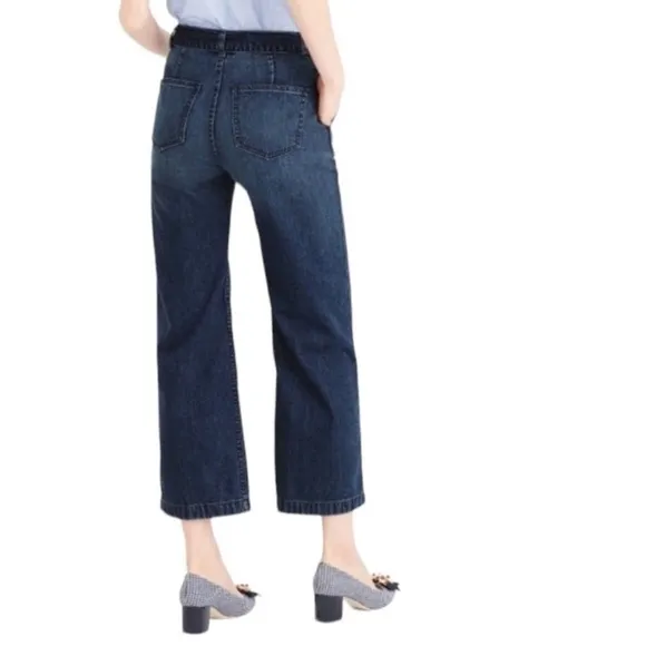J. Crew Rayner Cropped Wide Leg Denim Jeans with Removable Tie Belt- Size 31