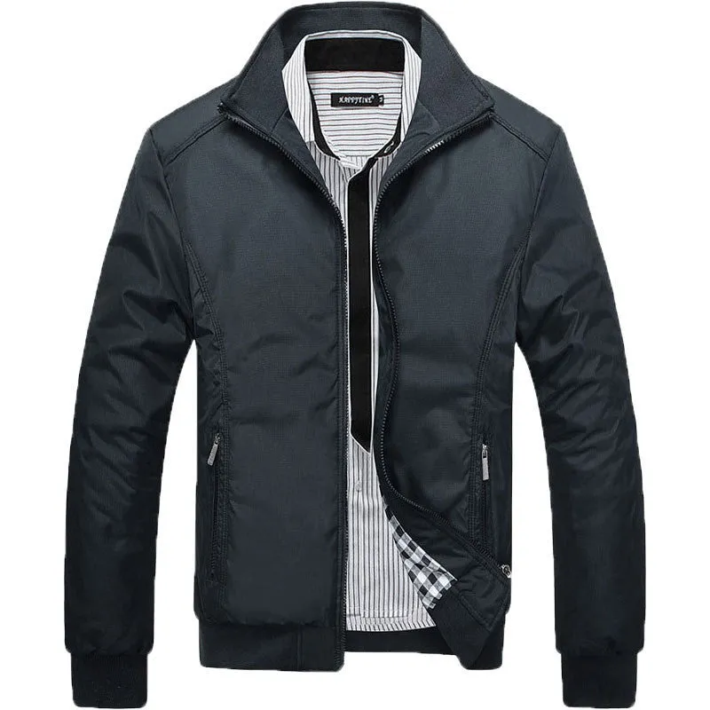 Jacket men mandarin collar cotton mens jackets coat male Blue Black Green Size