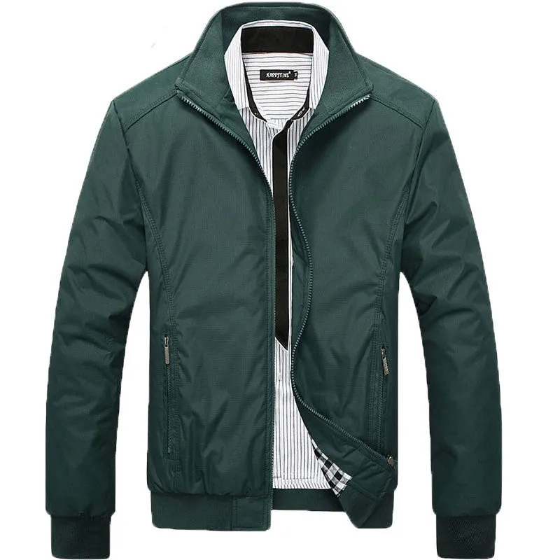 Jacket men mandarin collar cotton mens jackets coat male Blue Black Green Size