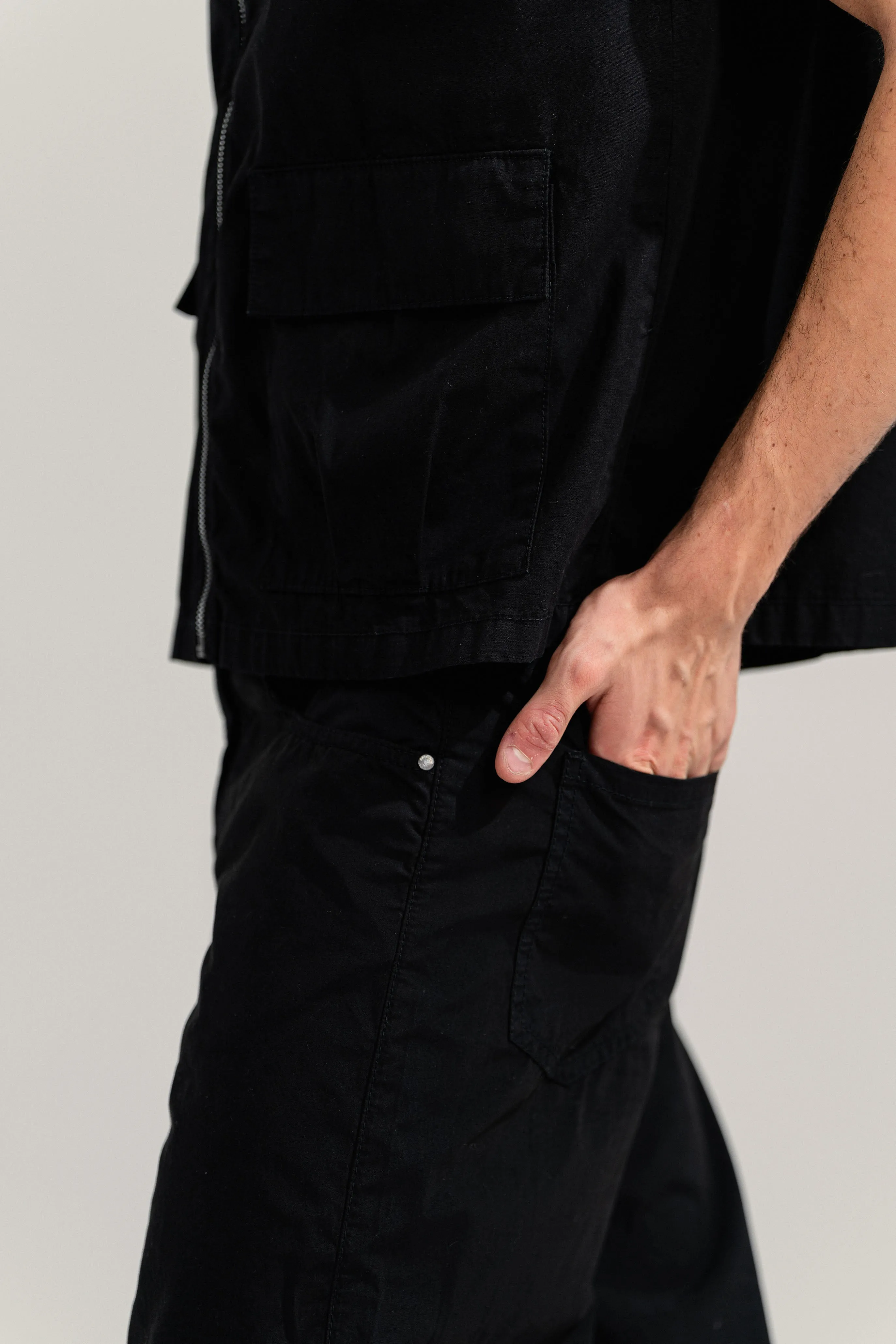 Jet Black Slim Fit Canvas Pants