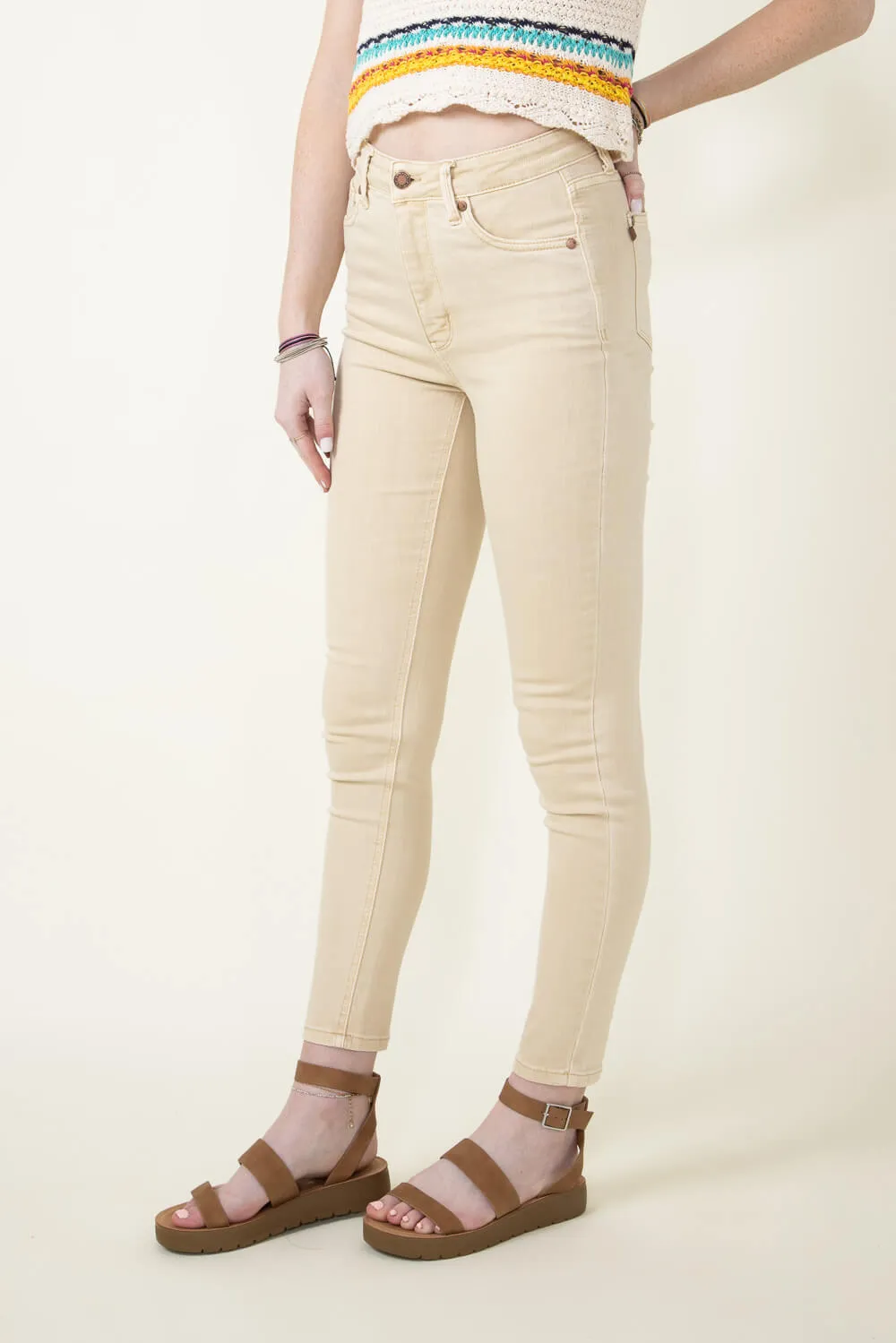 Judy Blue High Rise Tummy Control Skinny Jeans for Women in Bone | 88845REG