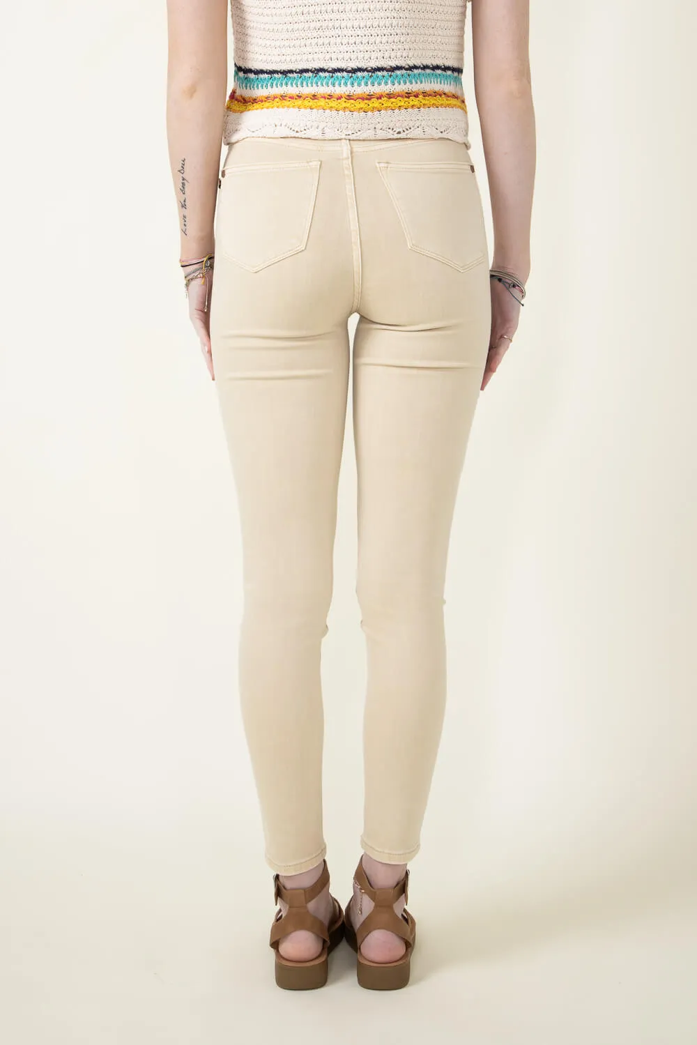 Judy Blue High Rise Tummy Control Skinny Jeans for Women in Bone | 88845REG