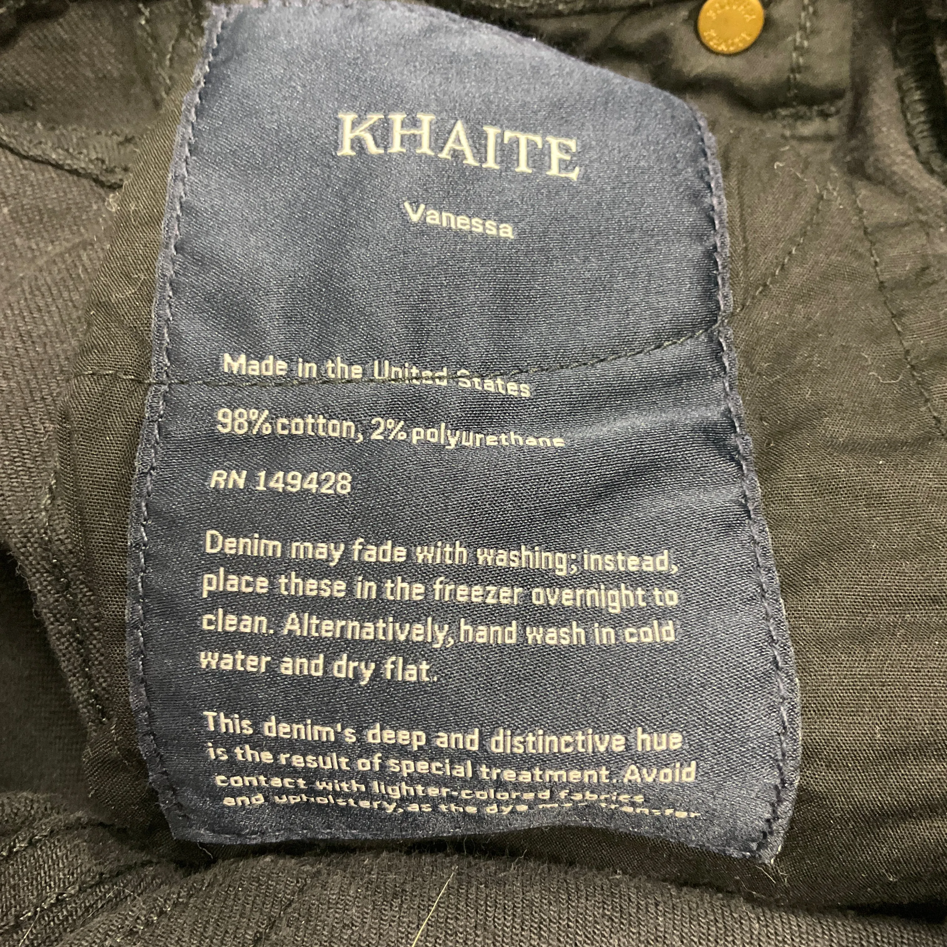 Khaite Black Vanessa High Rise Straight Jean