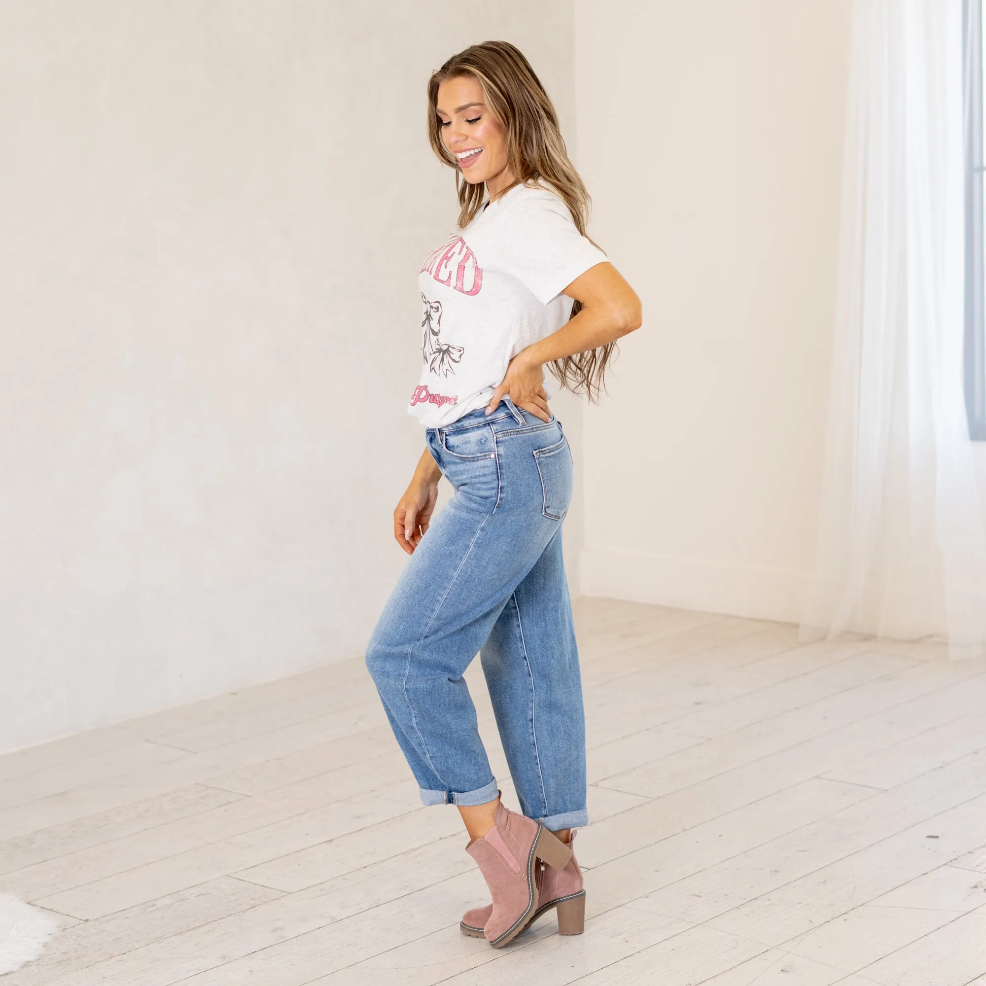 Kiara High Rise Cropped Barrel Fit