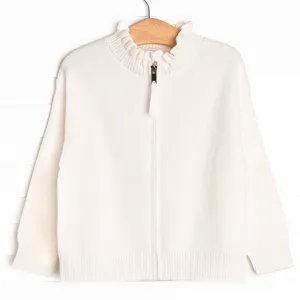 Knitted Ruffle Sweater, Ivory